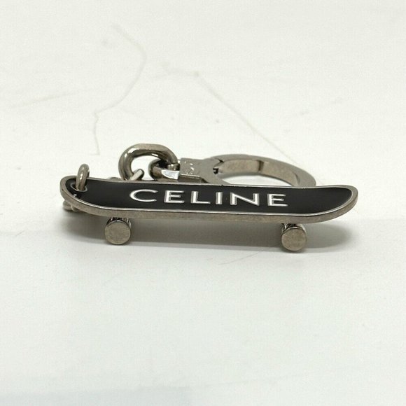 CELINE skateboard Bag Charm Key Holder Metal Black/Silver - Picture 4 of 8